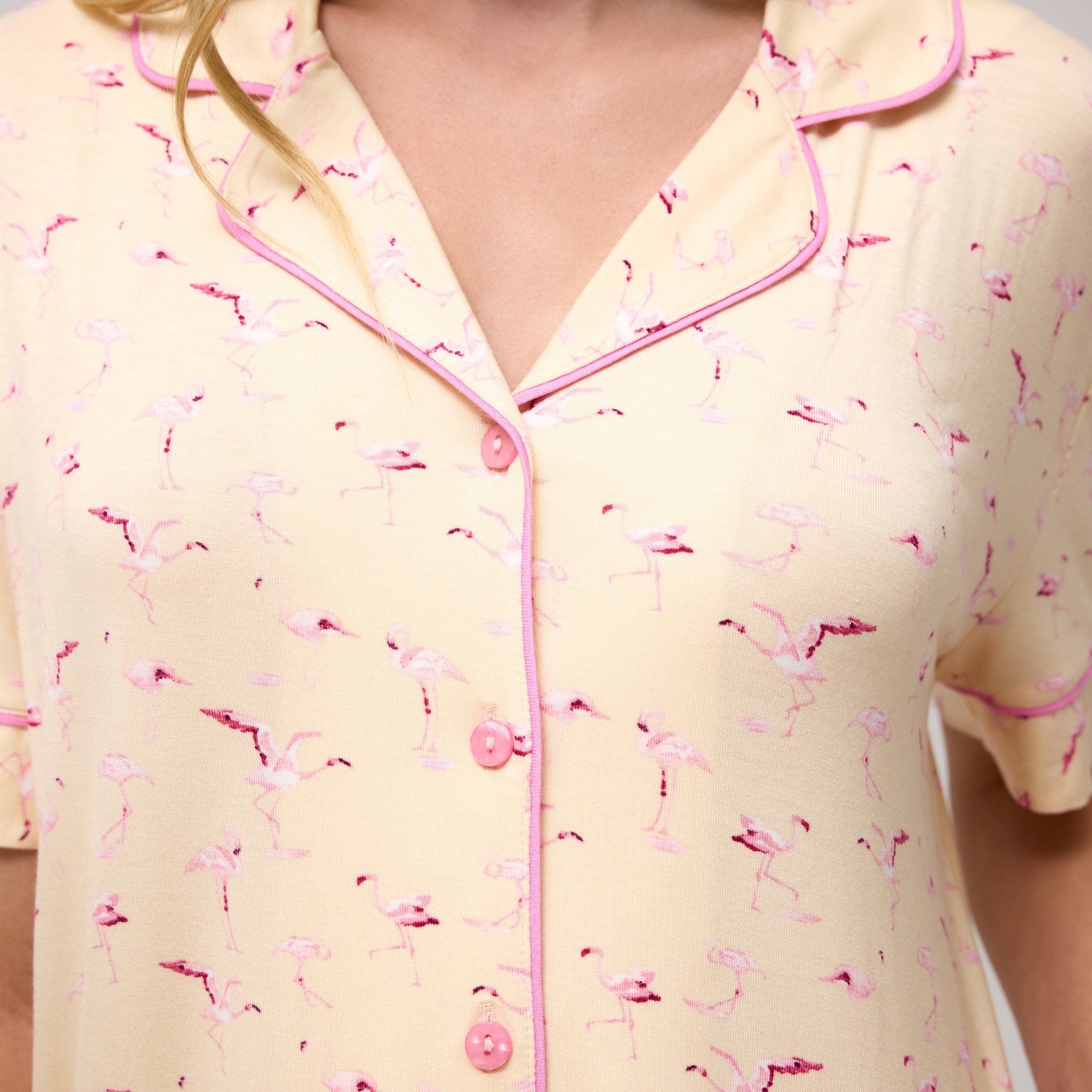 All American Shortie PJ Set in Peach Flamingos - Shortie Set -