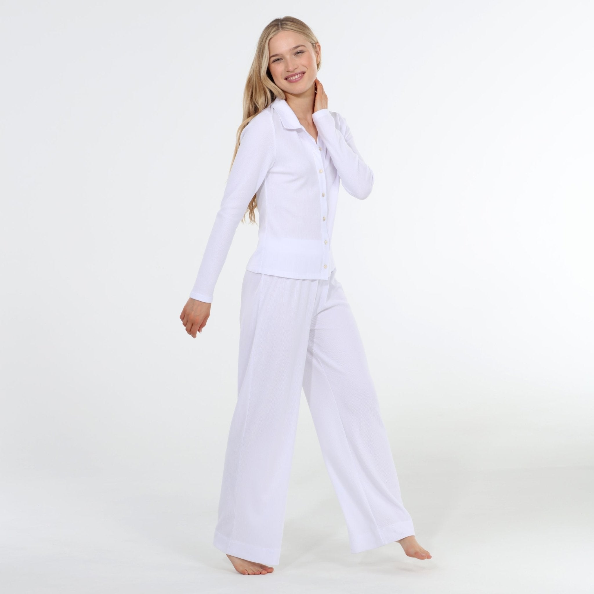 Coffee Club Long Set in White - Sleepwear & Loungewear -