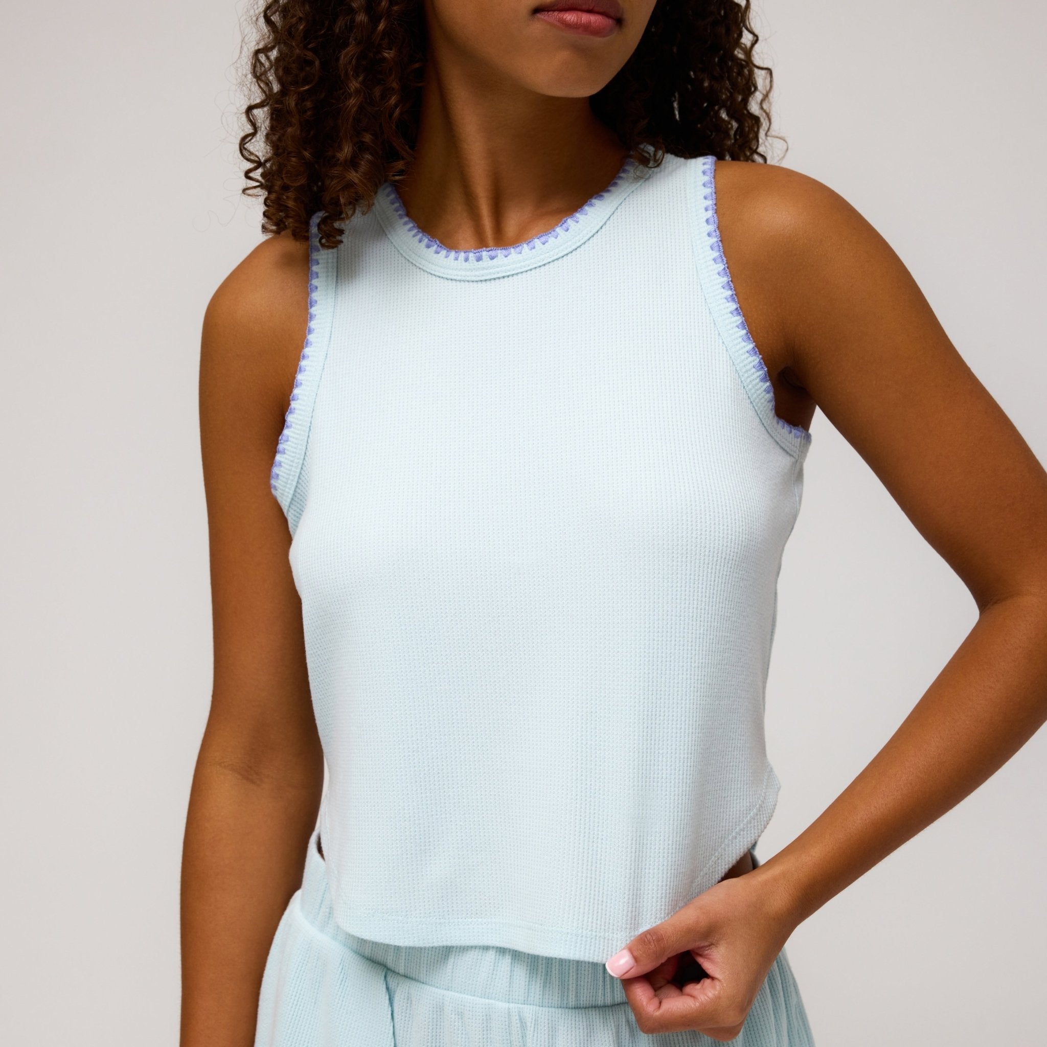 Kickback Tank Shortie Set in Sea Foam - -