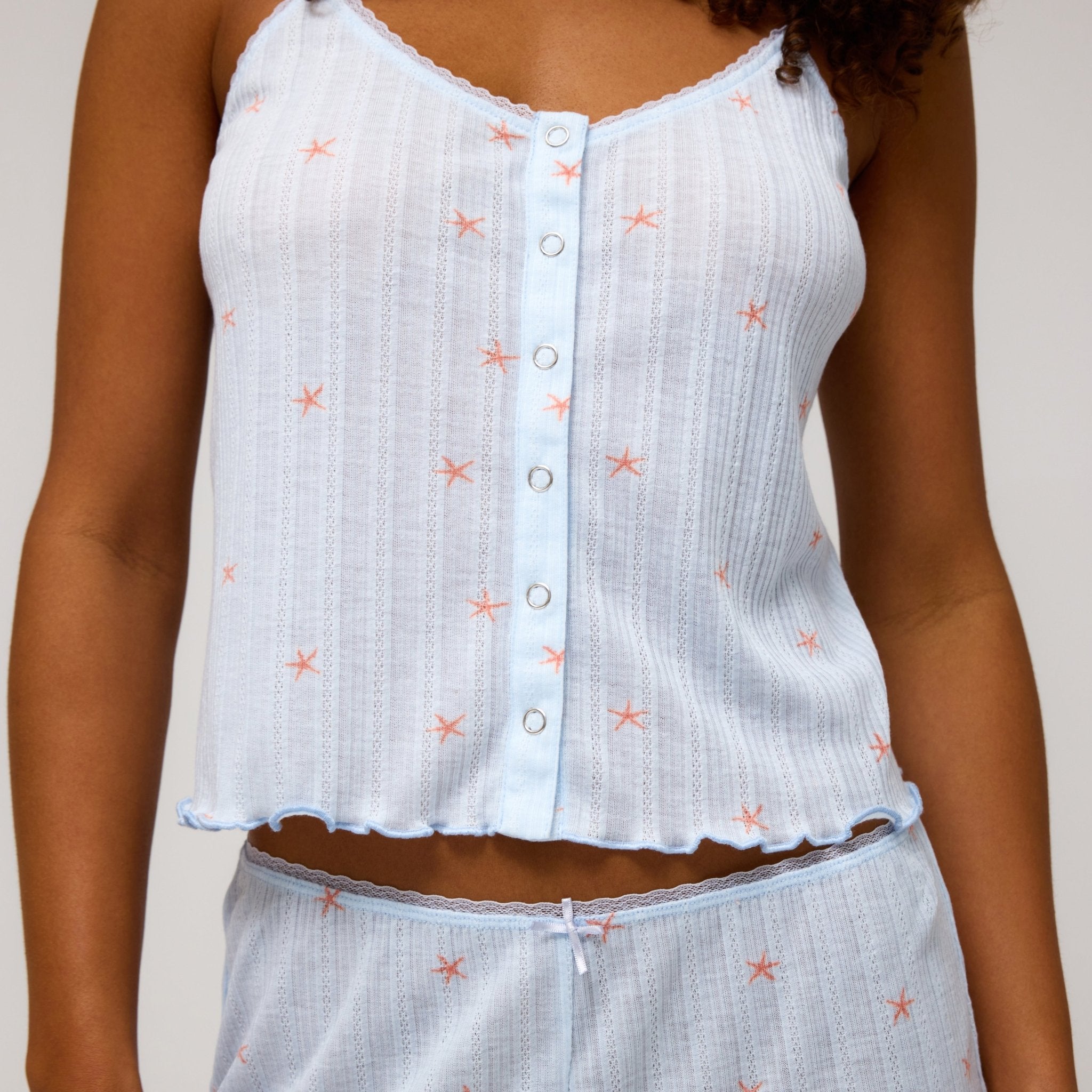 Somewhere Sunny Cami Shortie Set in Surf Starfish - -