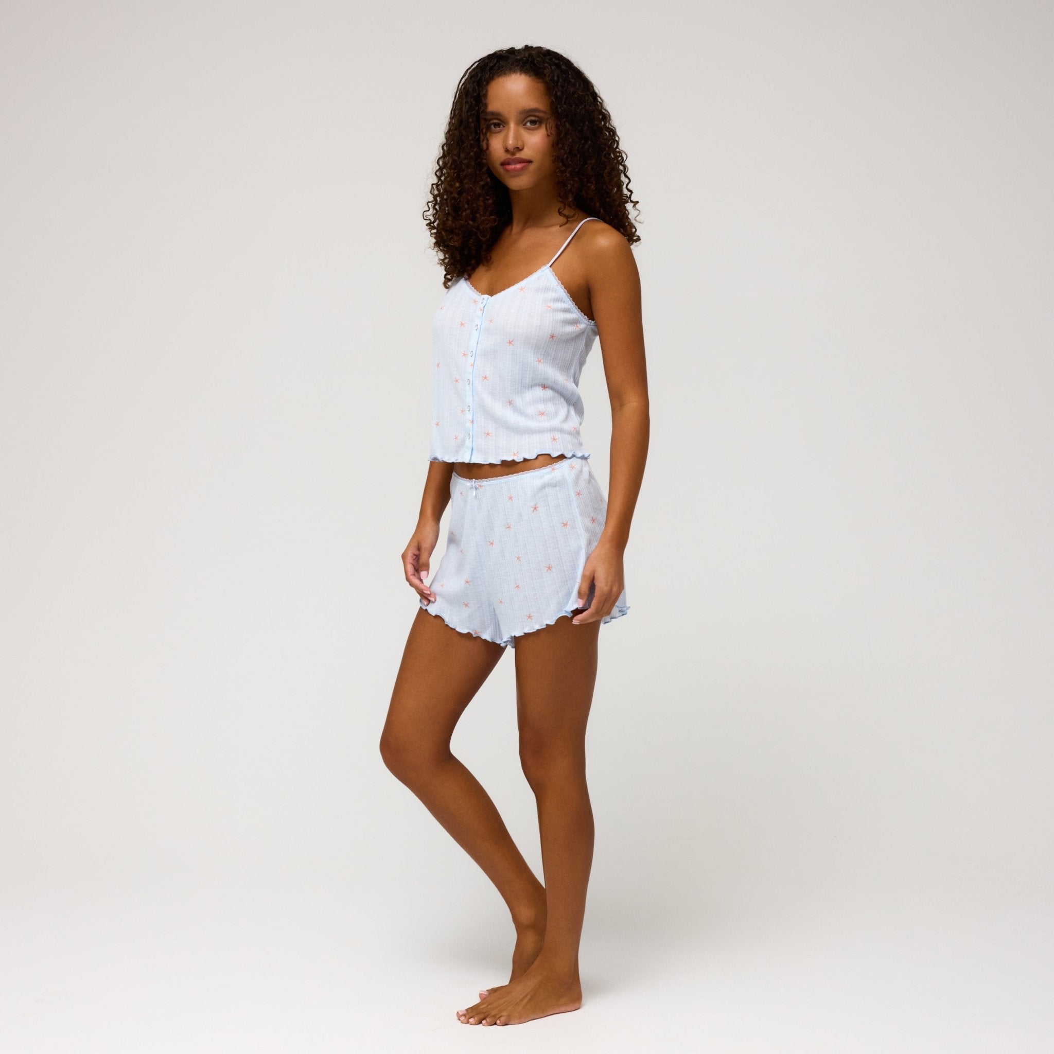 Somewhere Sunny Cami Shortie Set in Surf Starfish - -