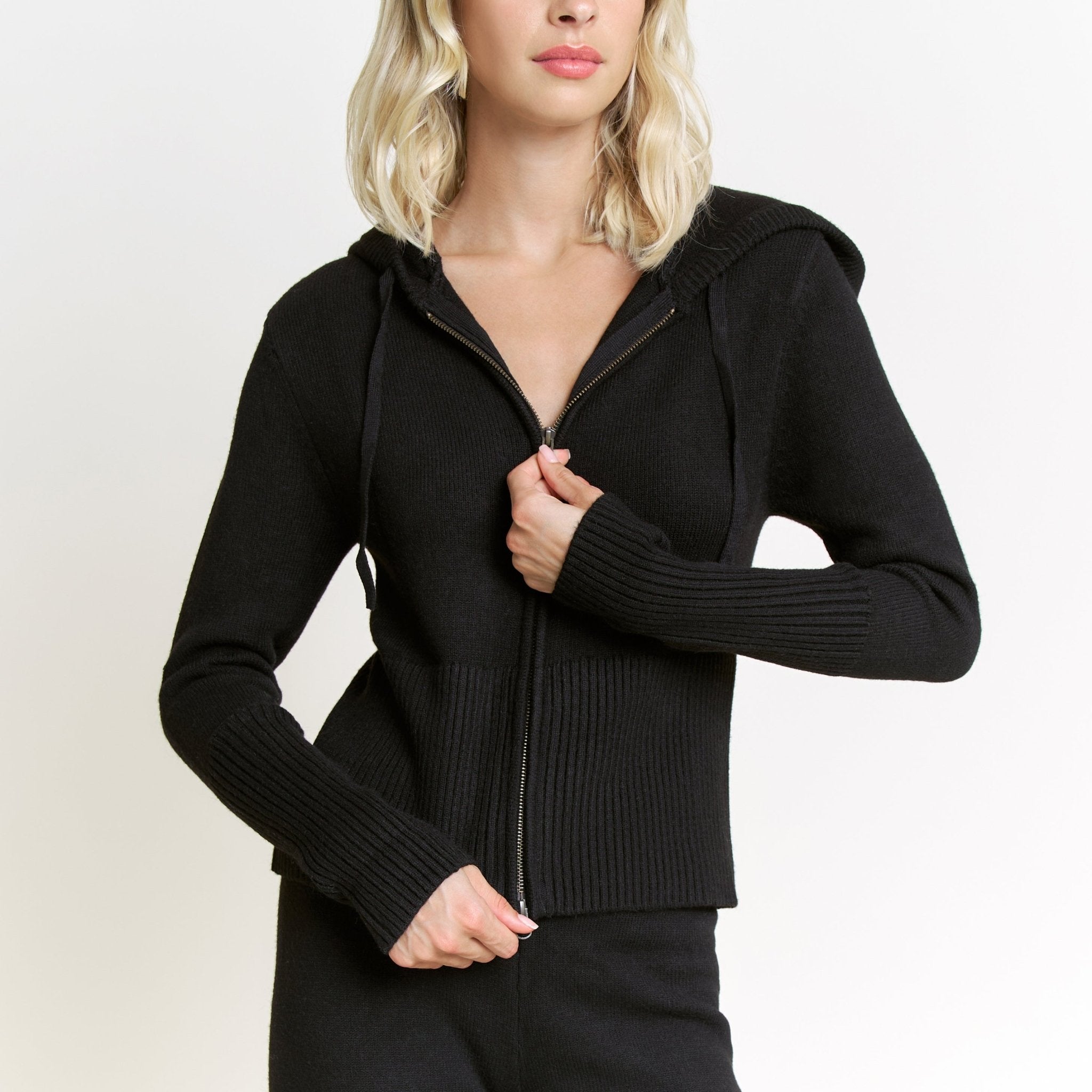 Spice It Up Zip Hoodie In Black - Loungewear -