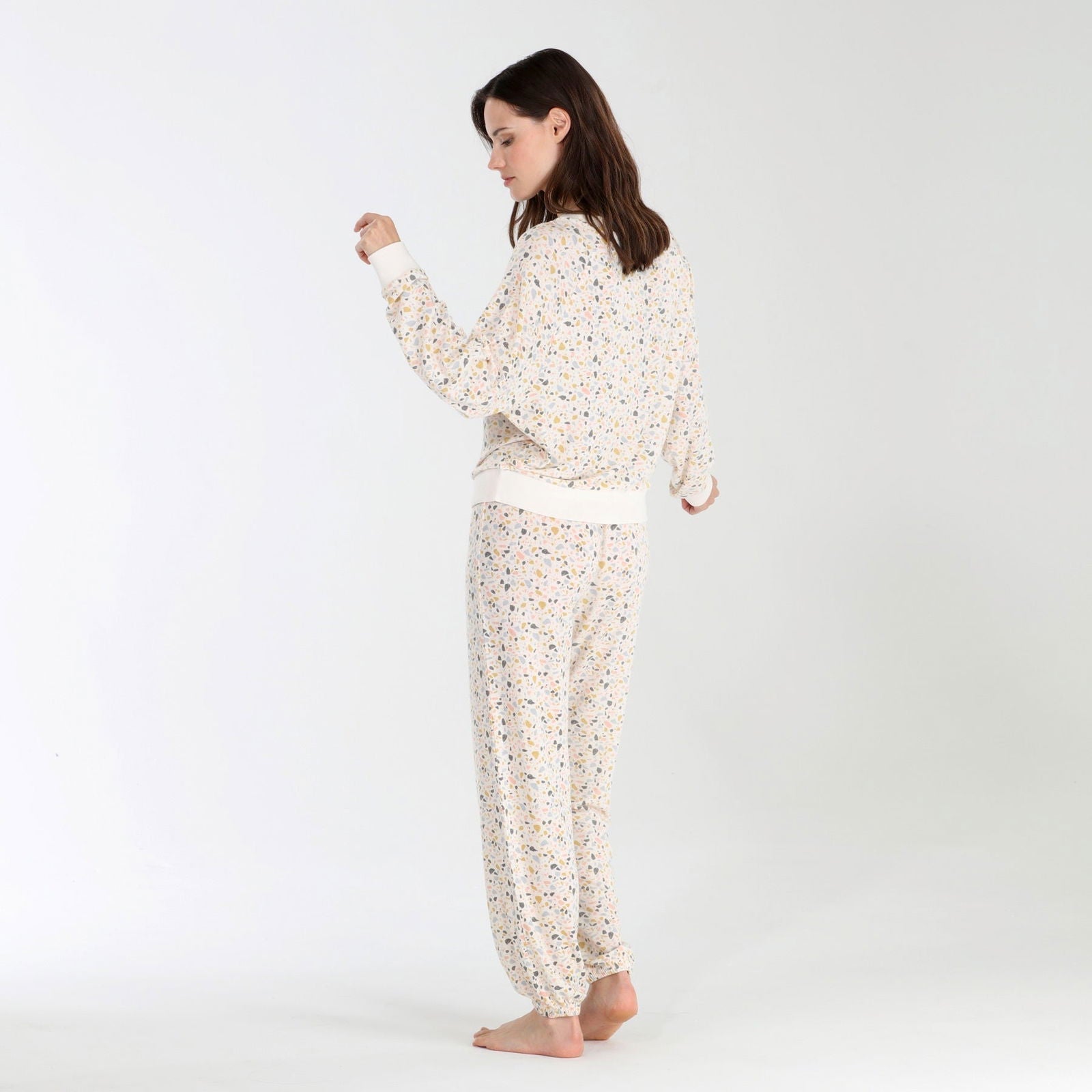 Star Seeker Long Set In Ivory Terrazzo - Loungewear -