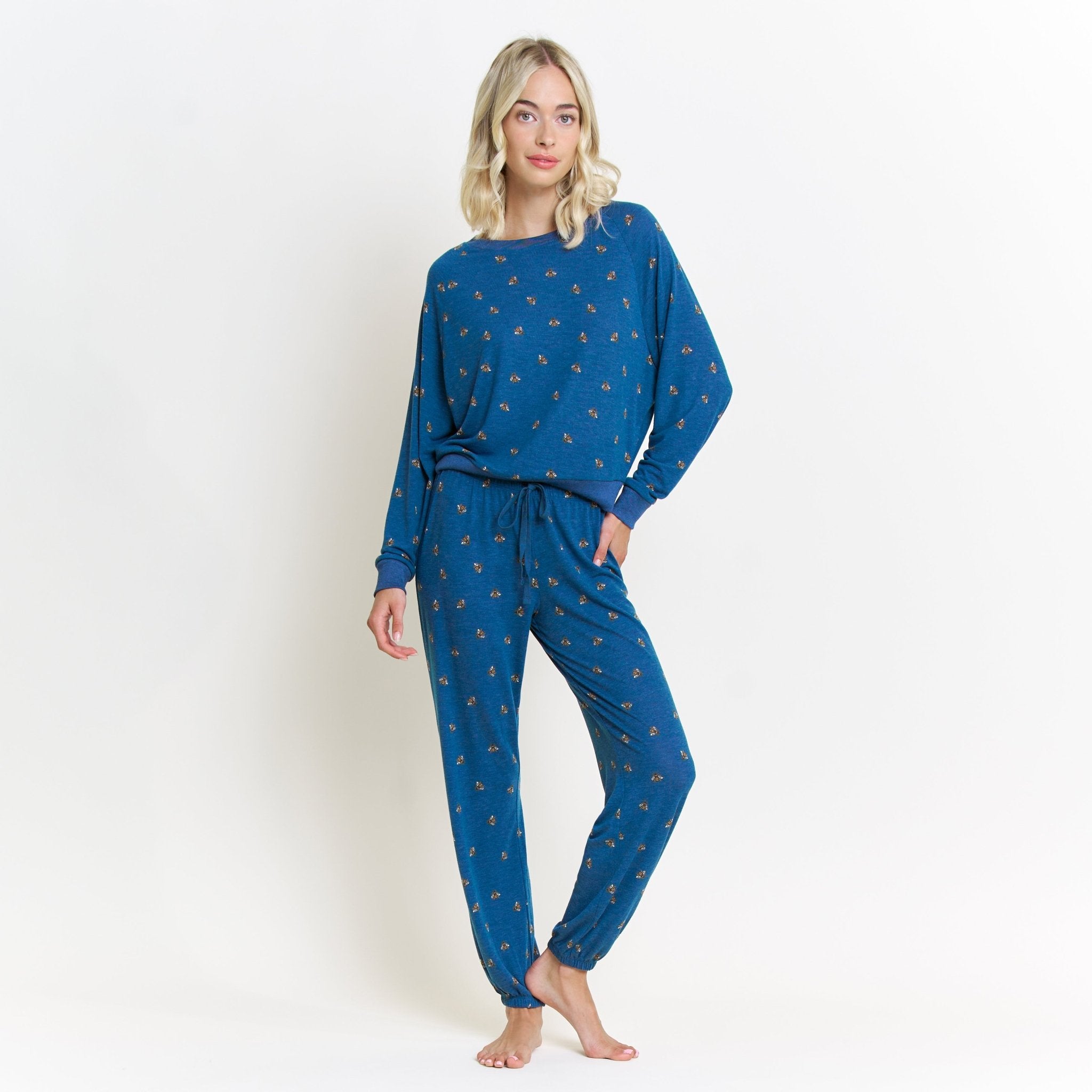 Star Seeker Long Set in Royal Bees - Sleepwear & Loungewear - XL