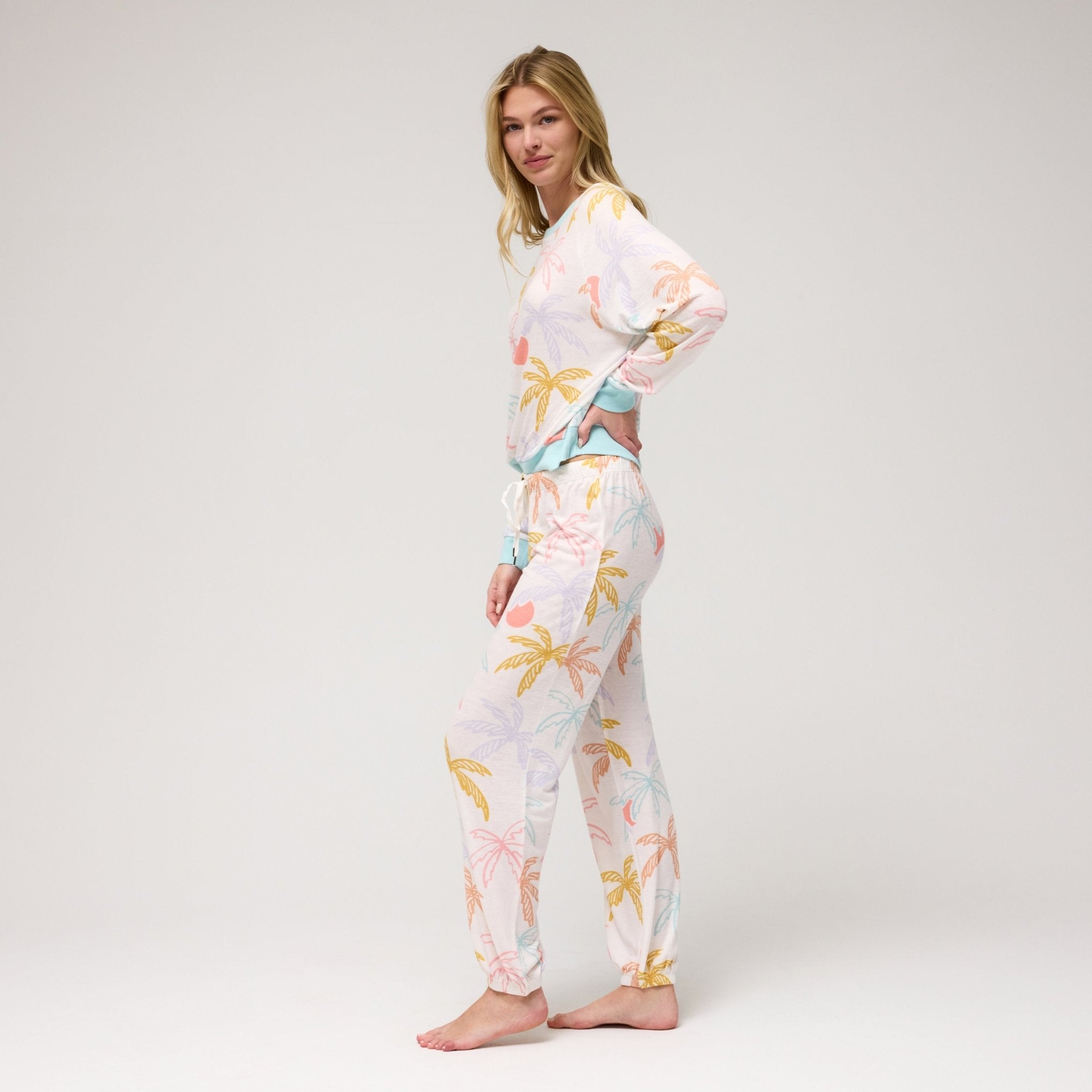 Star Seeker Long Set in Sunrise Palms - Sleepwear & Loungewear -