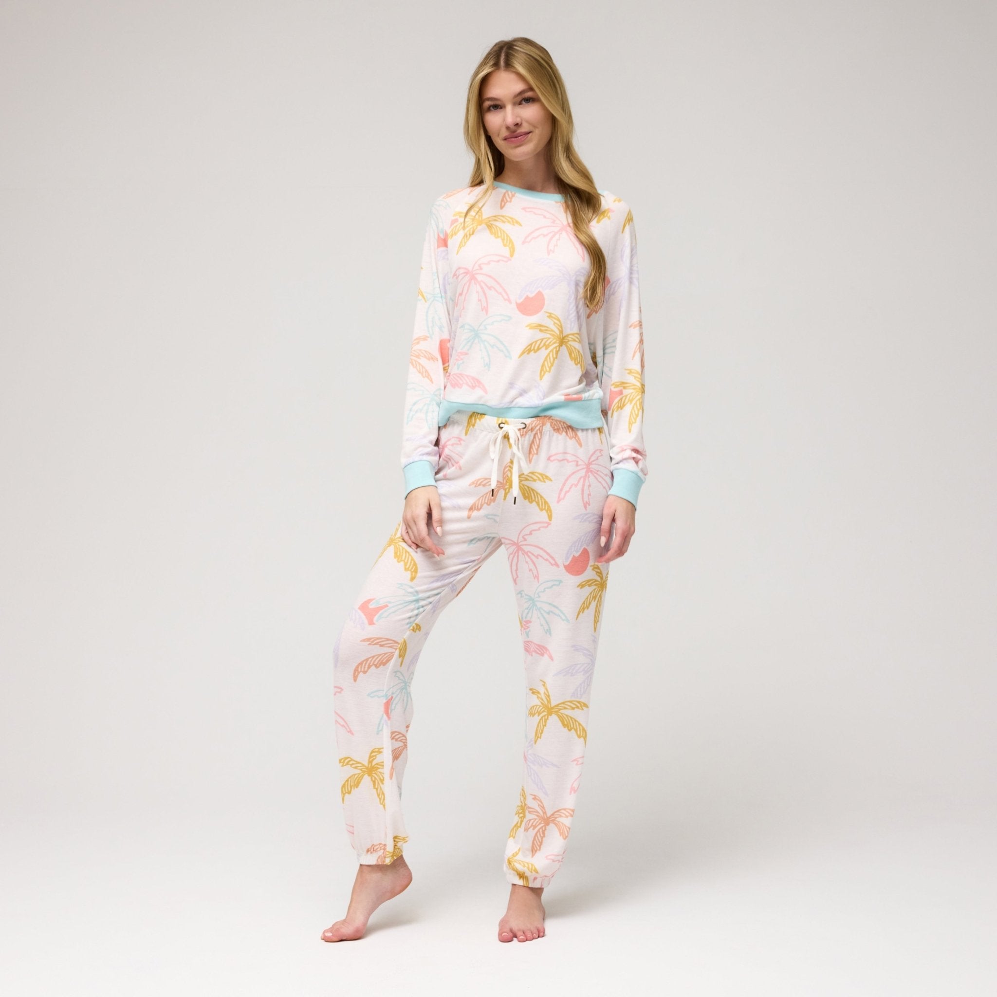 Star Seeker Long Set in Sunrise Palms - Sleepwear & Loungewear -