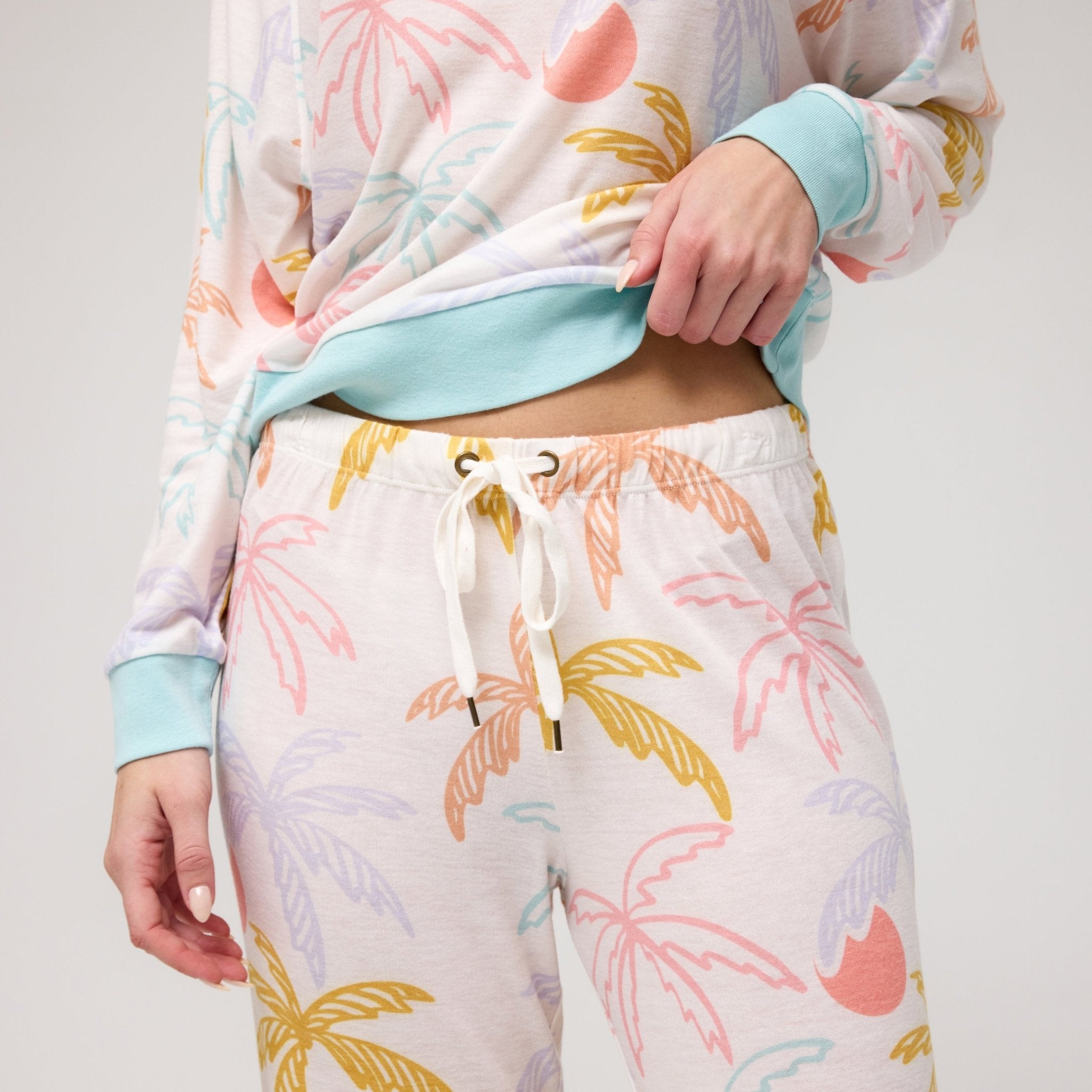 Star Seeker Long Set in Sunrise Palms - Sleepwear & Loungewear -