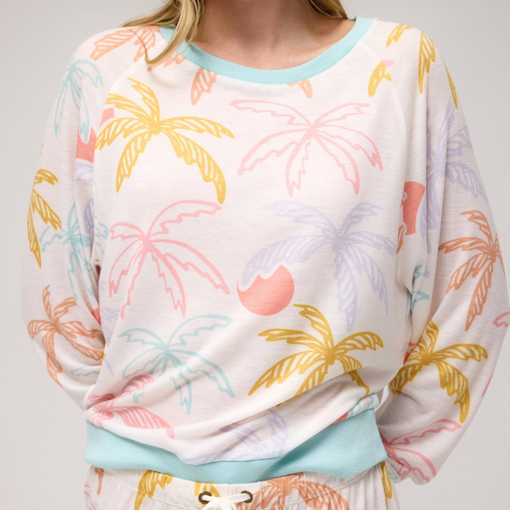 Star Seeker Long Set in Sunrise Palms - Sleepwear & Loungewear -