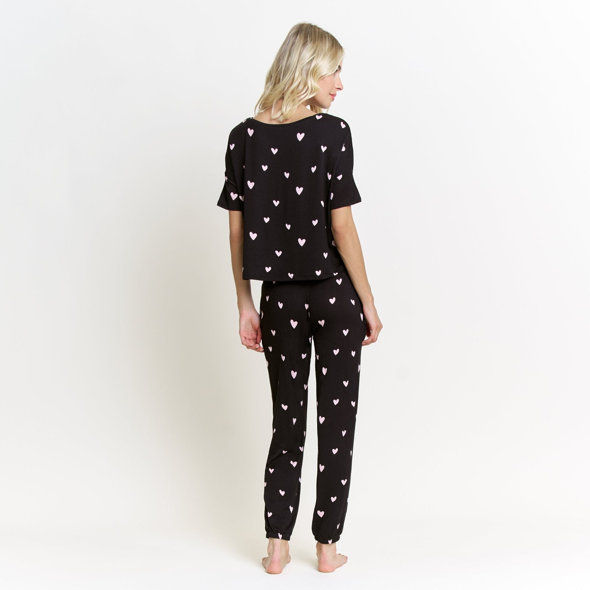 Sun Lover PJ Set In Black Hearts - Sleepwear & Loungewear -