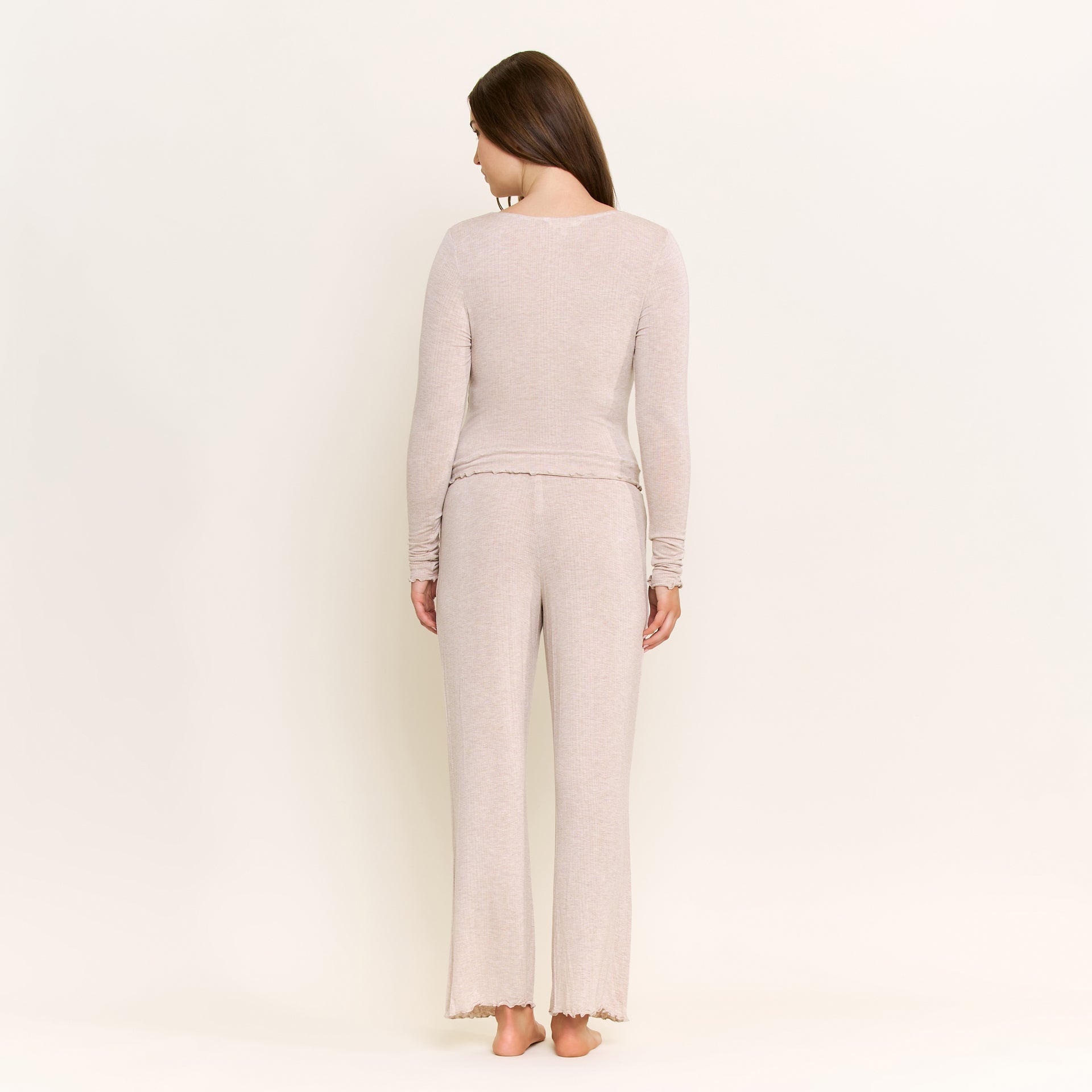 Dreamland Long Set in Oatmeal - Sleepwear & Loungewear -