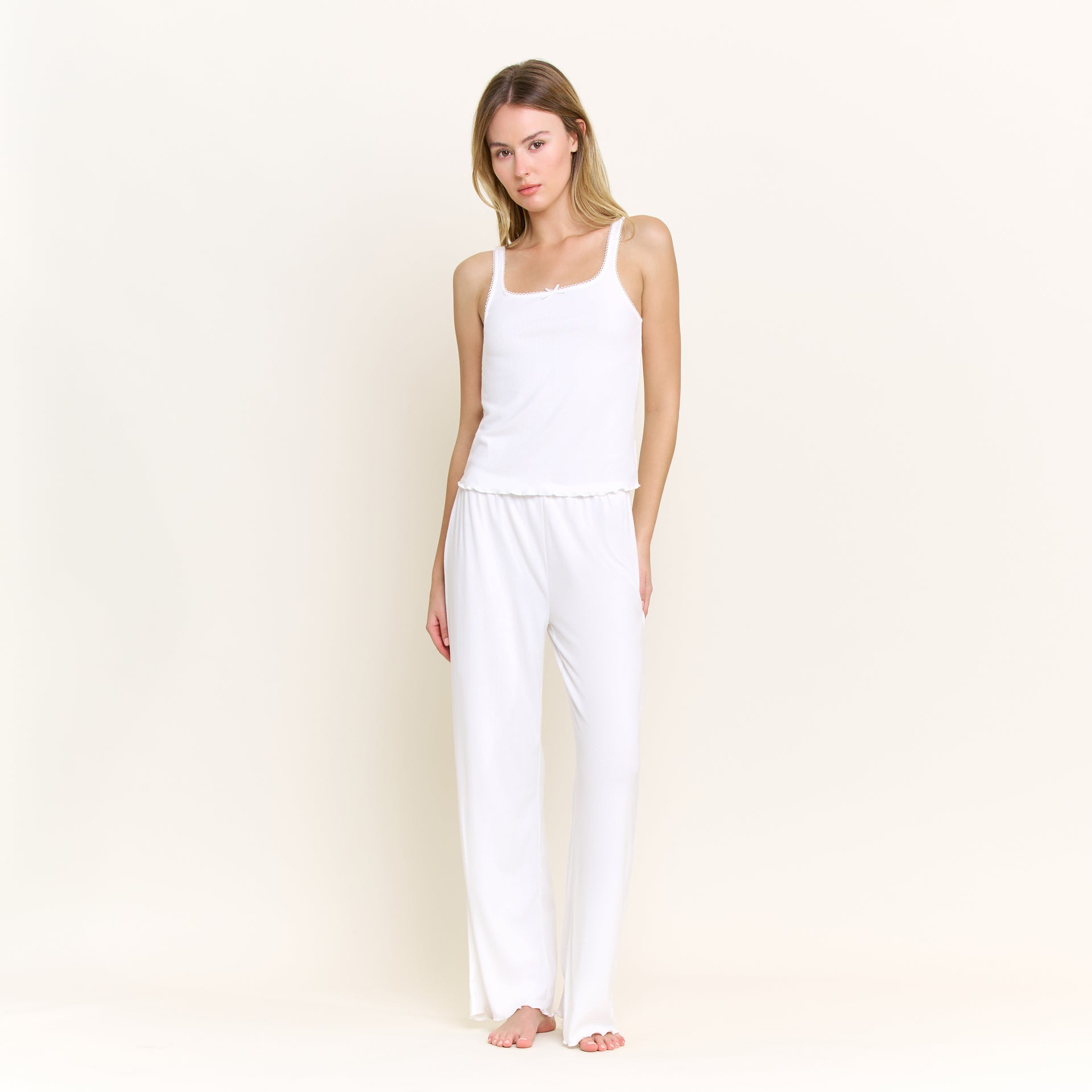 Blissful Tank Pant Set in White - Sleepwear & Loungewear - XL