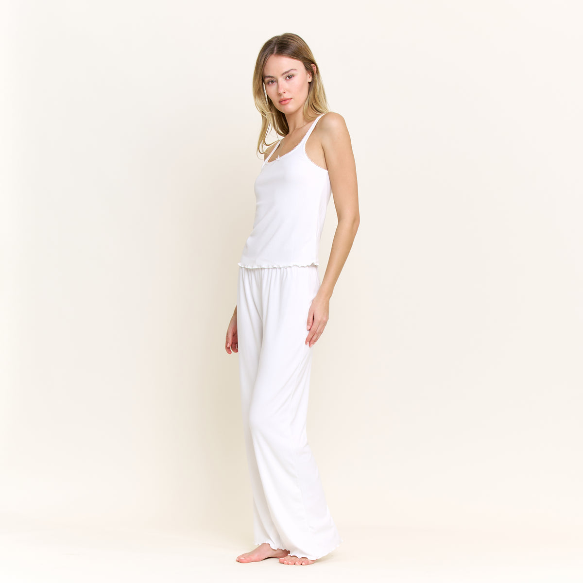 Blissful Tank Pant Set in White - Sleepwear & Loungewear -