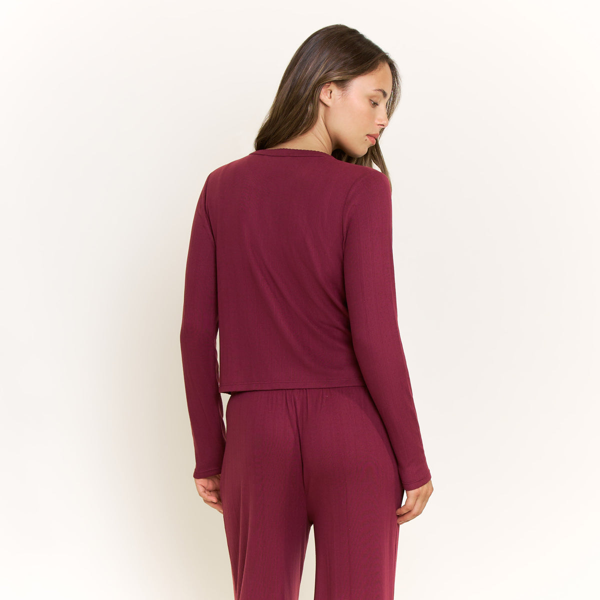 Blissful Cardigan in Red Wine - -
