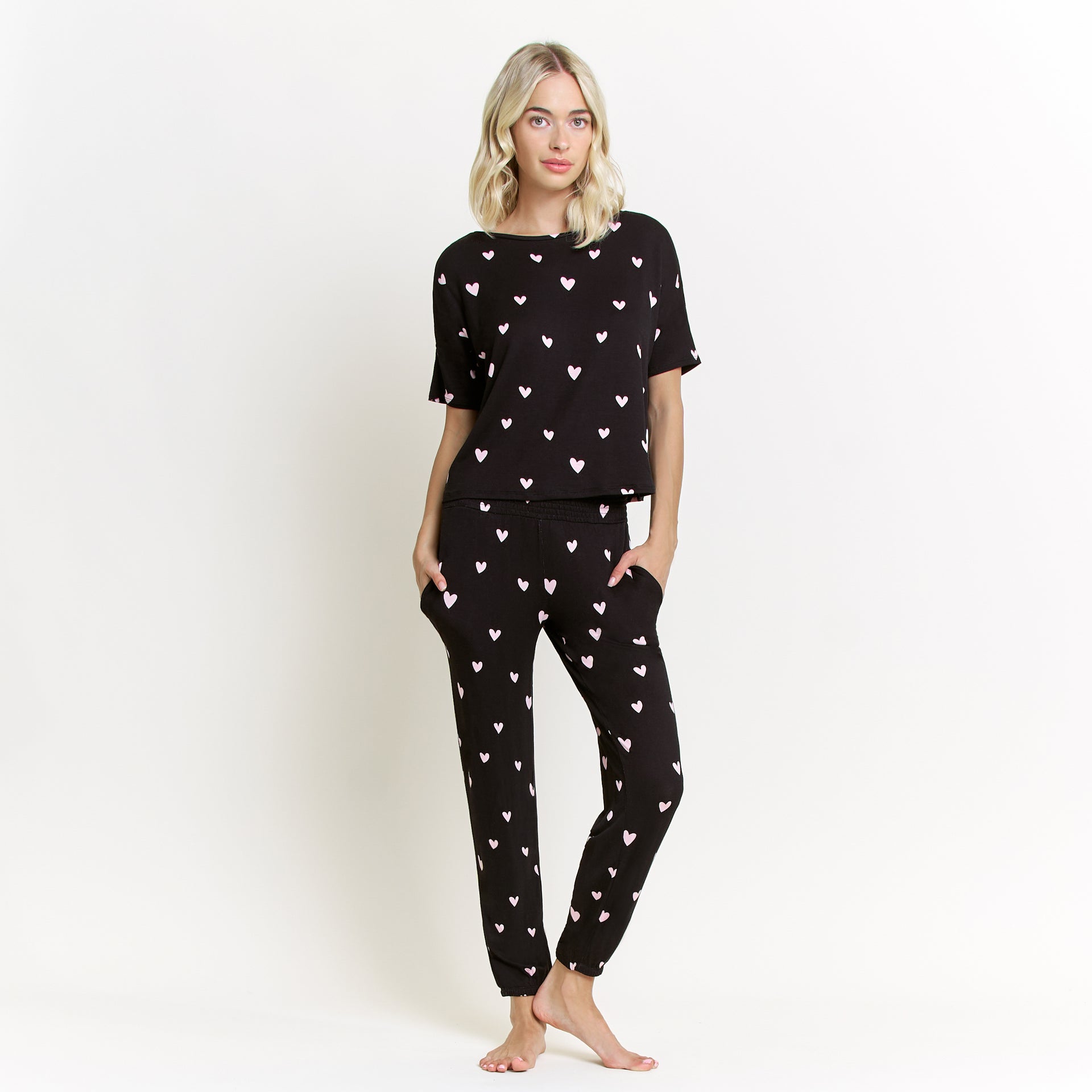 Sun Lover PJ Set In Black Hearts - Sleepwear & Loungewear - XL