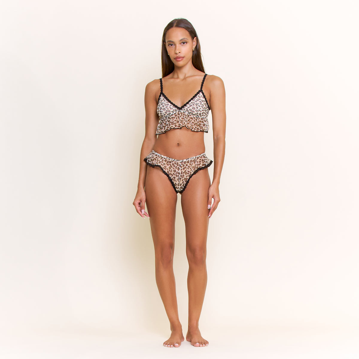 Arisa Shortie Set in Cream Leopard - -