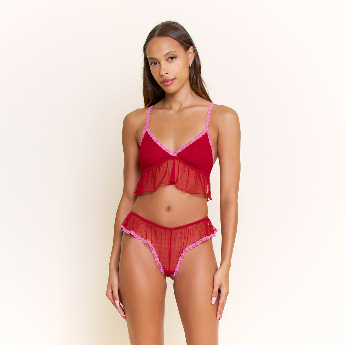 Arisa Shortie Set in Red Velvet - -