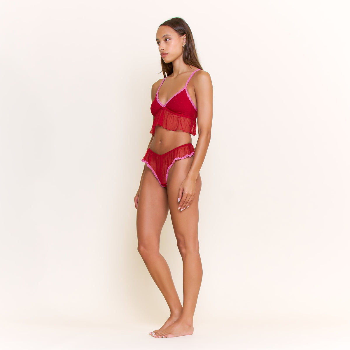 Arisa Shortie Set in Red Velvet - -