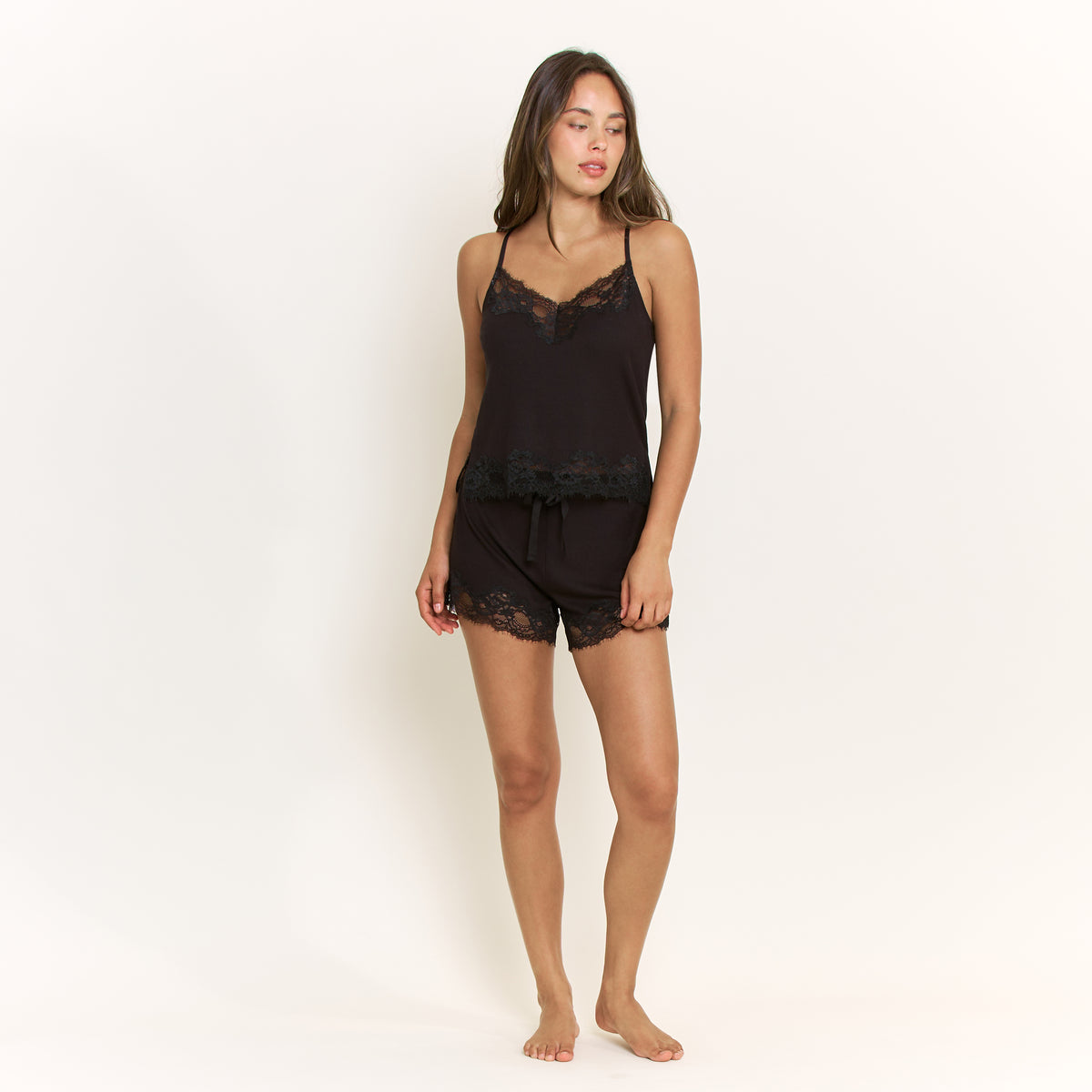 Dream On Cami Shortie Set in Black - -