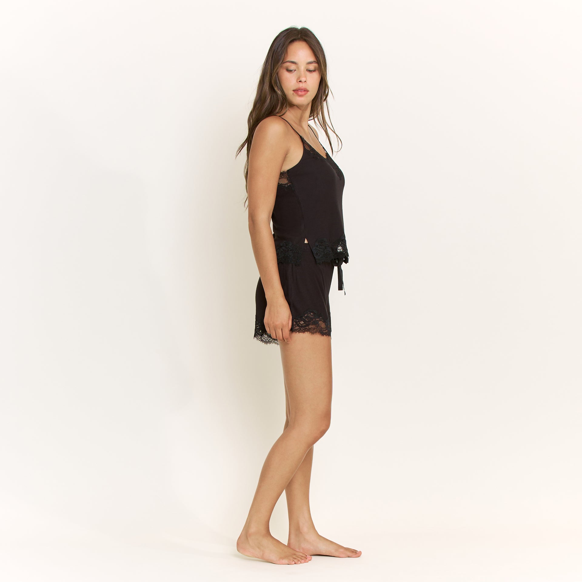 Dream On Cami Shortie Set in Black - -
