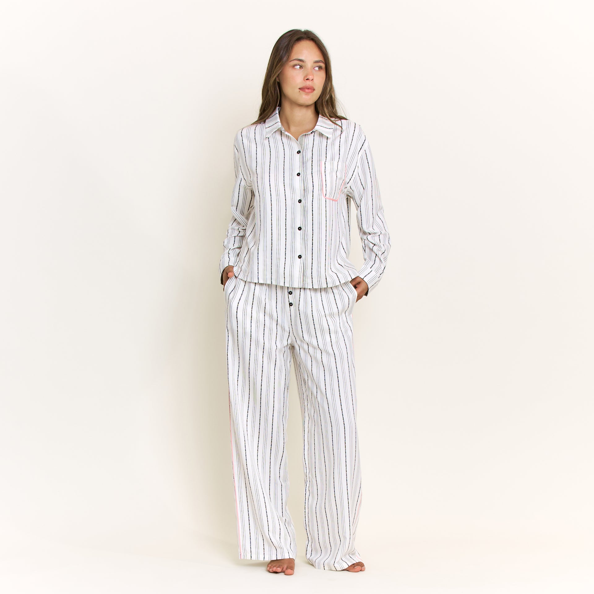Nap Era Long Sleeve Top in Ivory Stripe - -