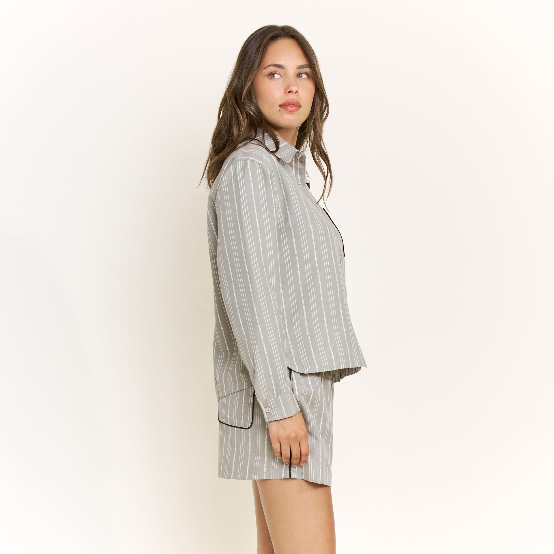 Nap Era Long Sleeve Top in Soft Olive Stripe - -