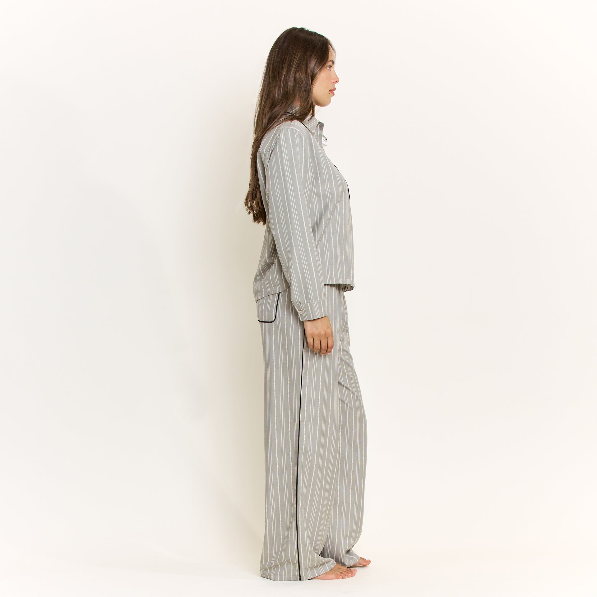 Nap Era Long Sleeve Top in Soft Olive Stripe - -