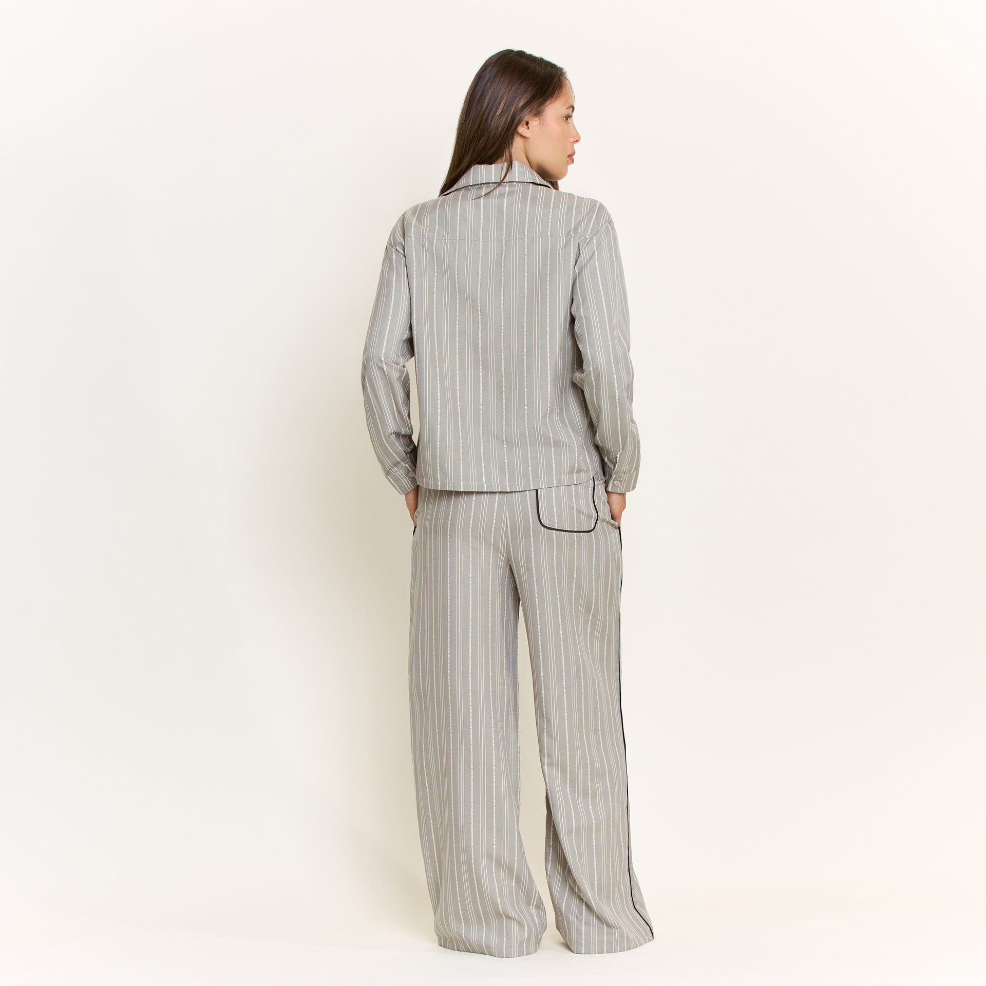 Nap Era Long Sleeve Top in Soft Olive Stripe - -