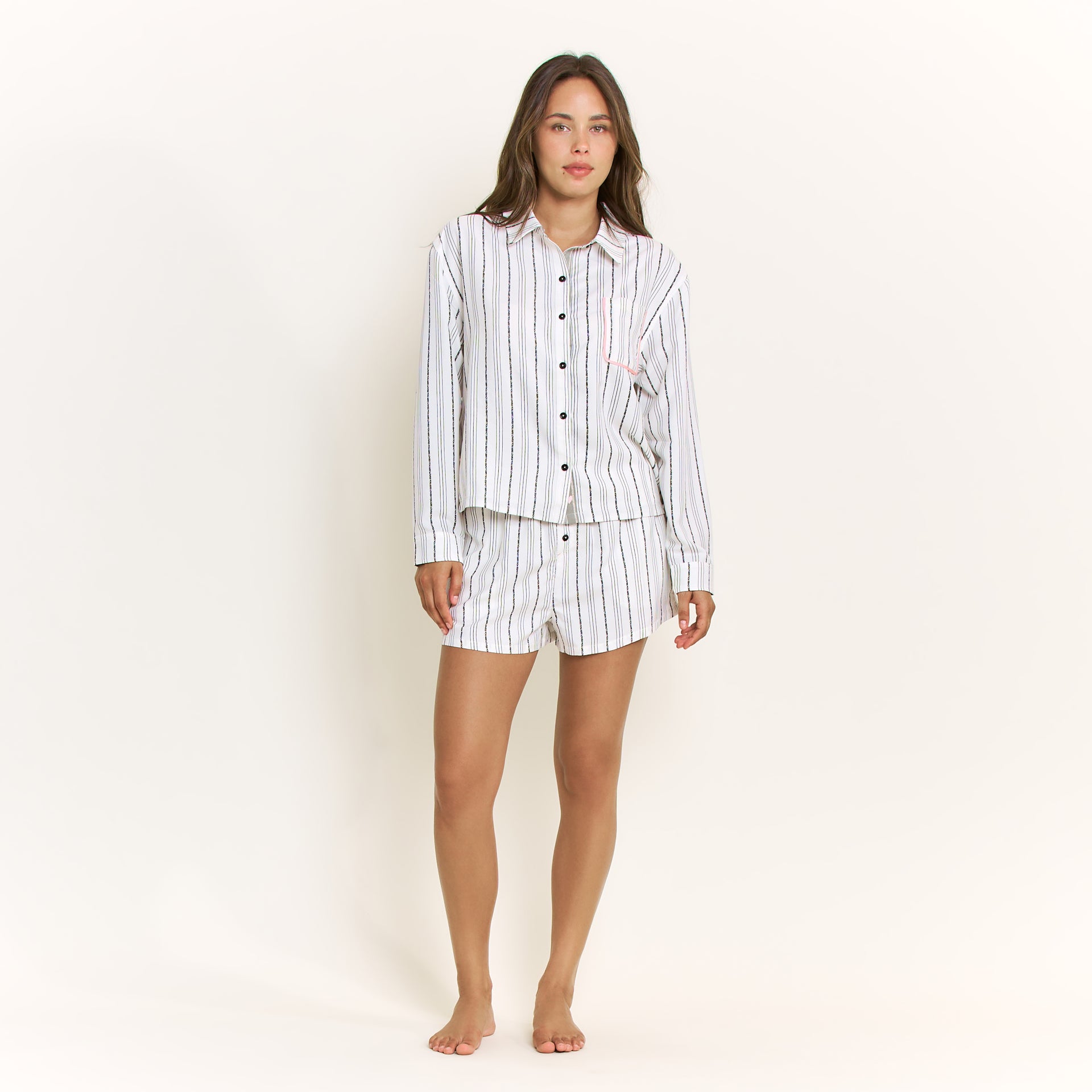 Nap Era Short in Ivory Stripe - -