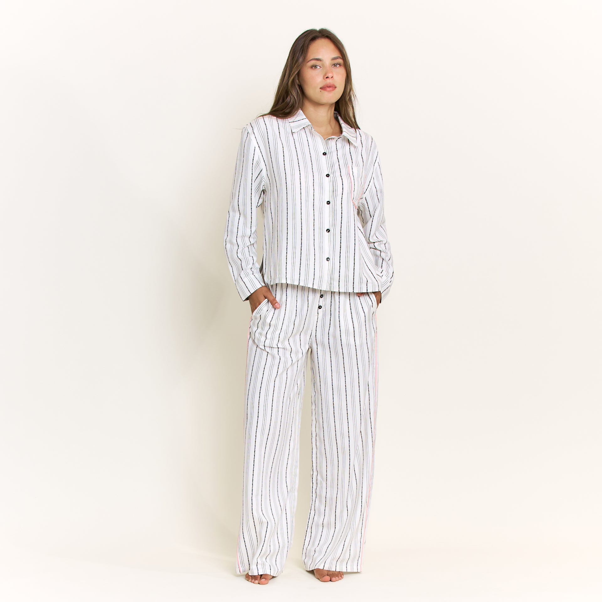 Nap Era Pant in Ivory Stripe - -