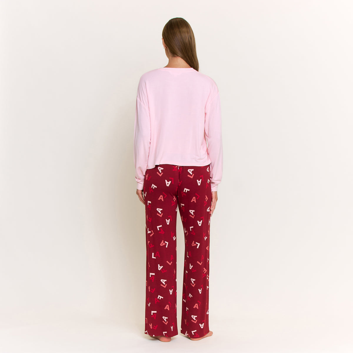 Sugar Sweetheart Long Sleeve Pant Set in Berry Fa La La - -