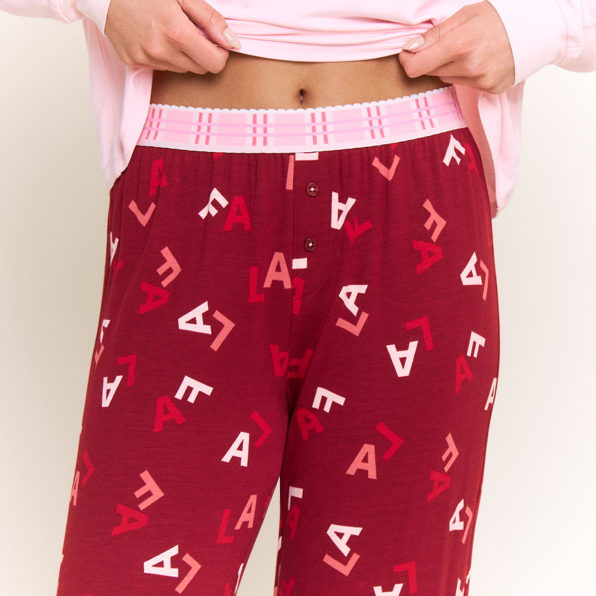 Sugar Sweetheart Long Sleeve Pant Set in Berry Fa La La - -