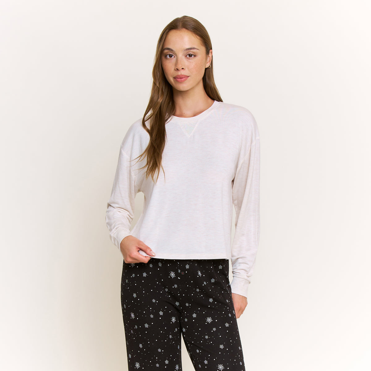 Sugar Sweetheart Long Sleeve Pant Set in Black Flurries - -