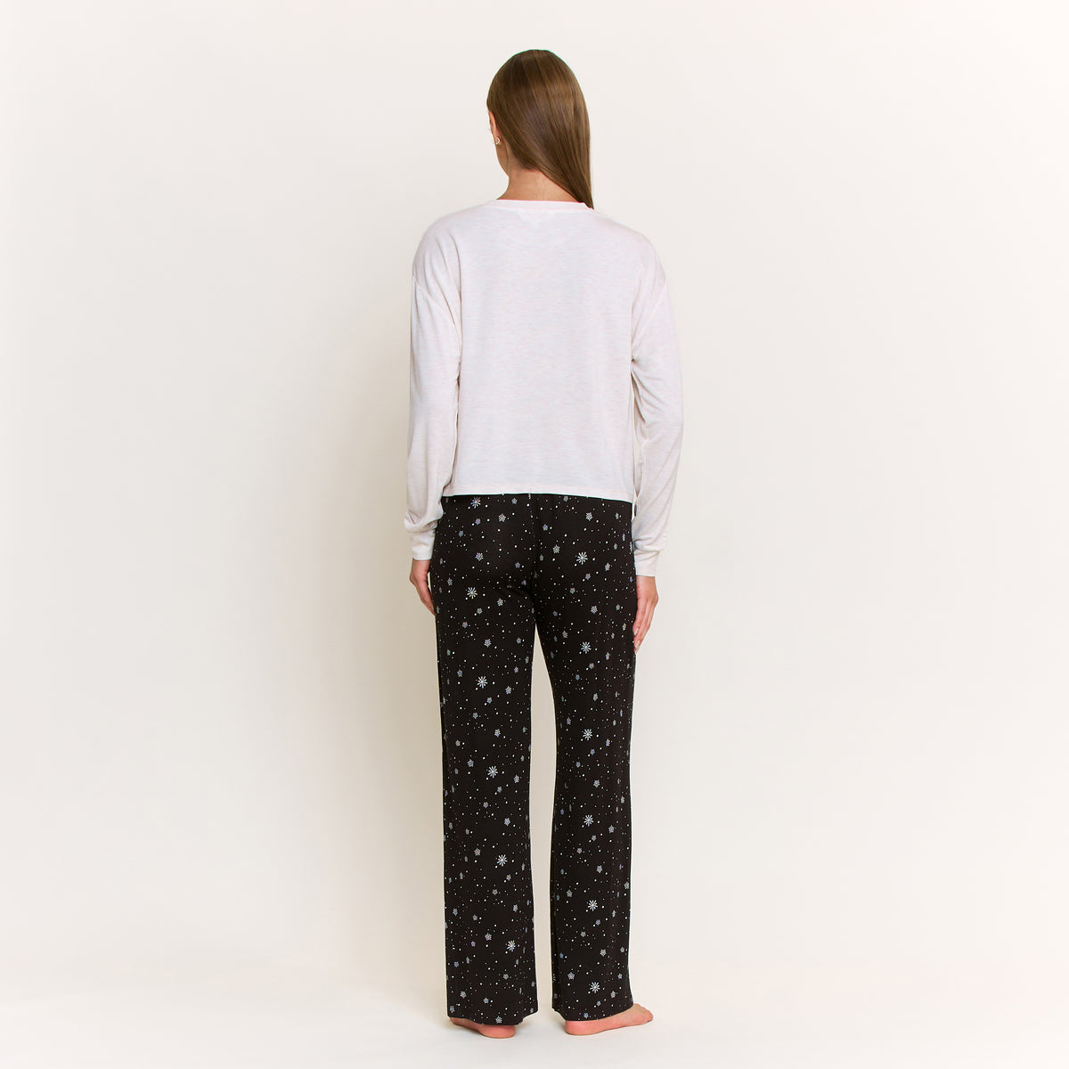 Sugar Sweetheart Long Sleeve Pant Set in Black Flurries - -