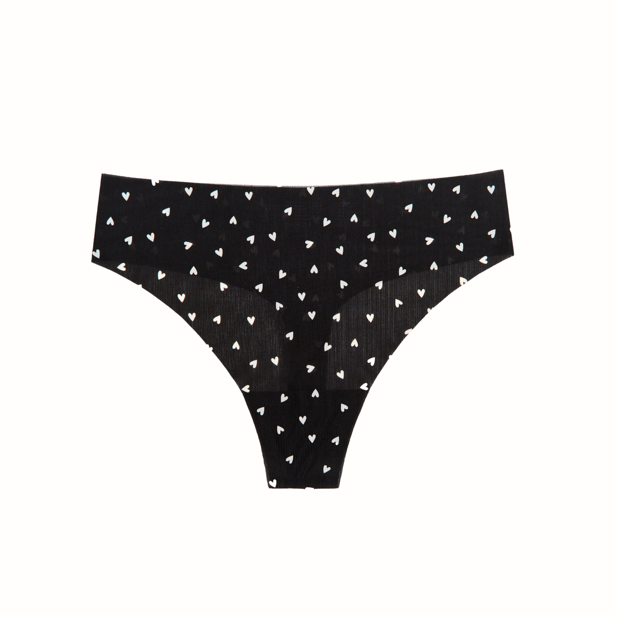 Like Nothing Thong in Black Ditsy Hearts - Underwear -