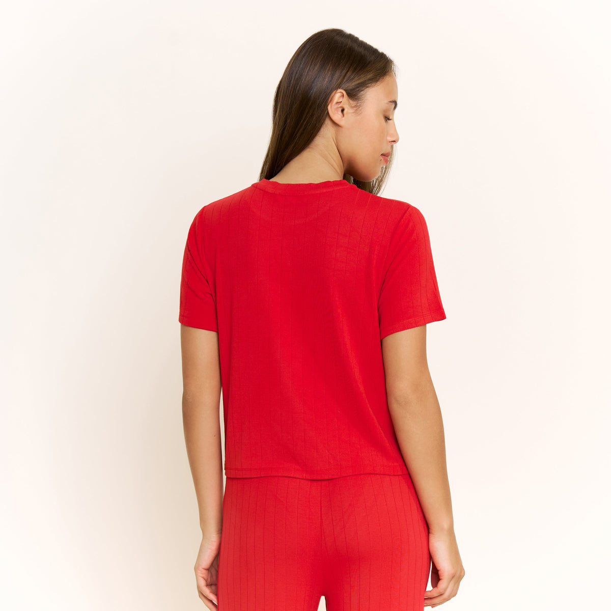 Cloud Modal Tee in Holly Red - -