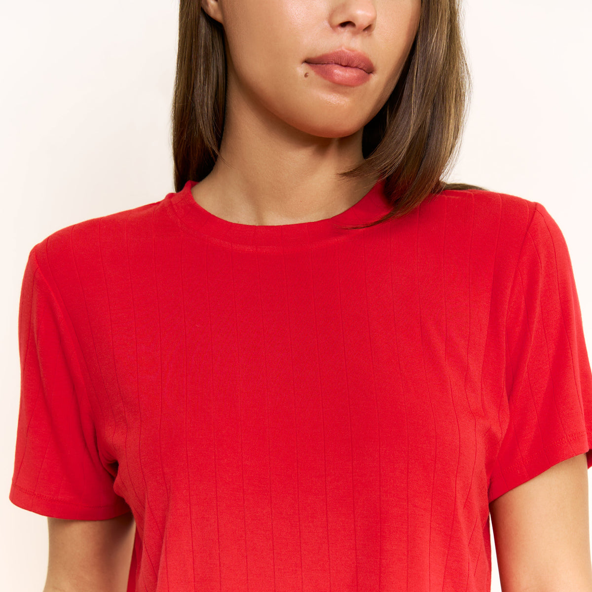 Cloud Modal Tee in Holly Red - -