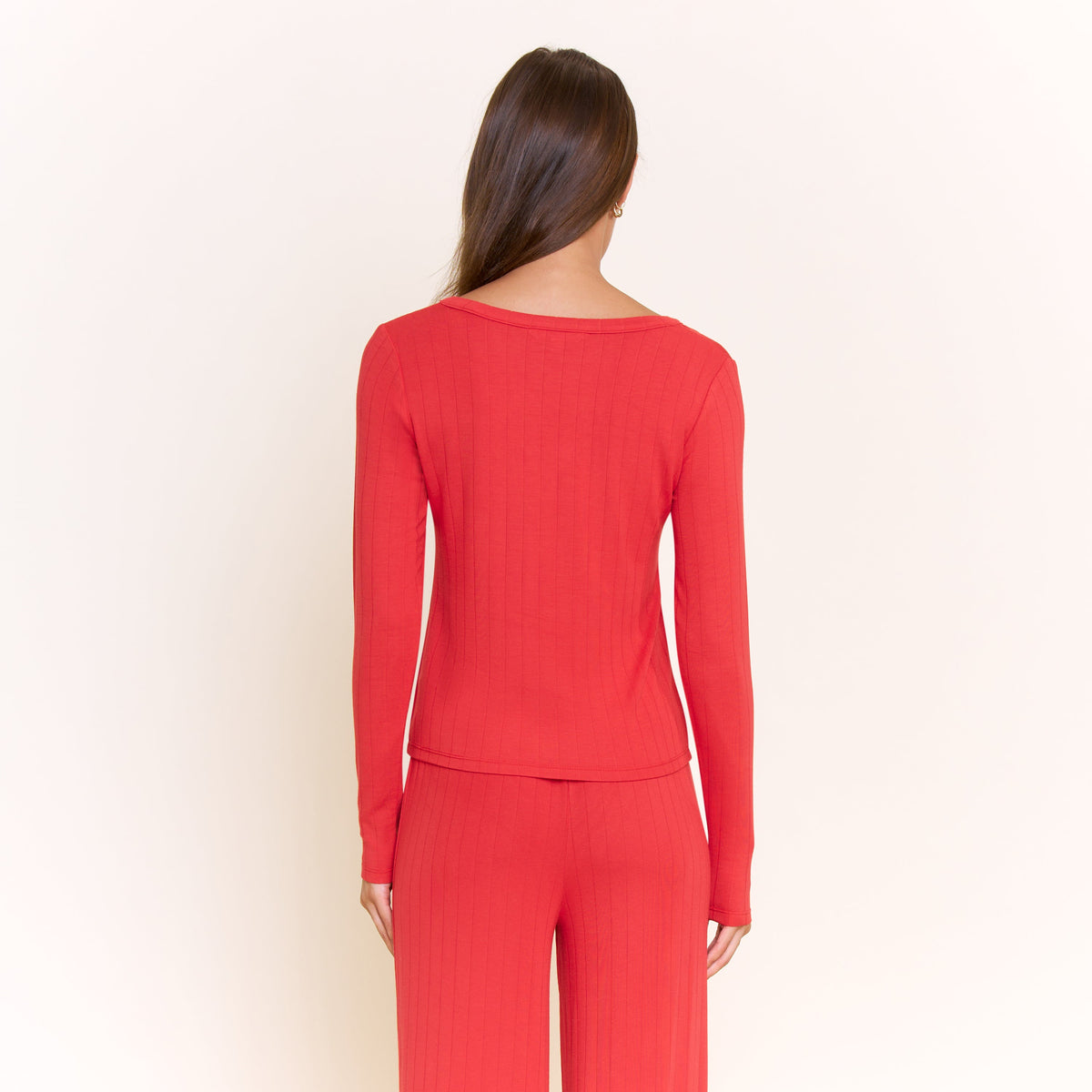 Cloud Modal Long Sleeve Top in Holly Red - -