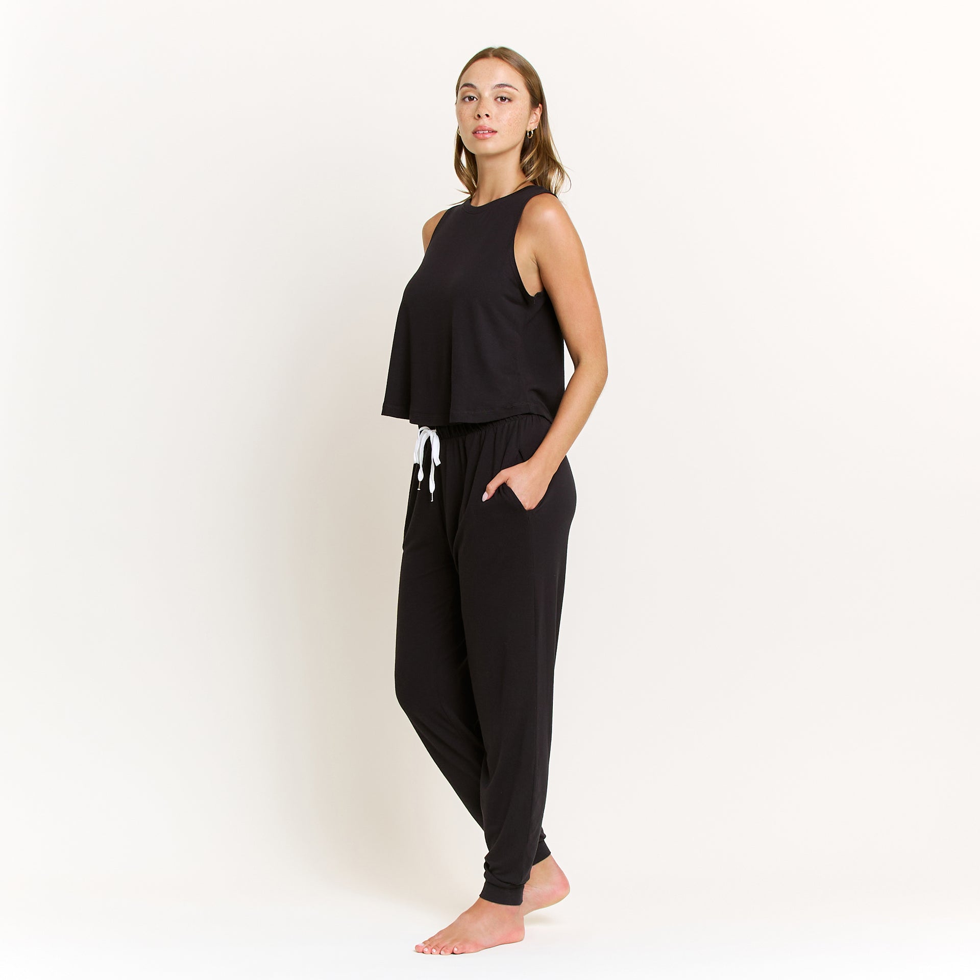 Star Seeker Tank Pant Set in Black - -
