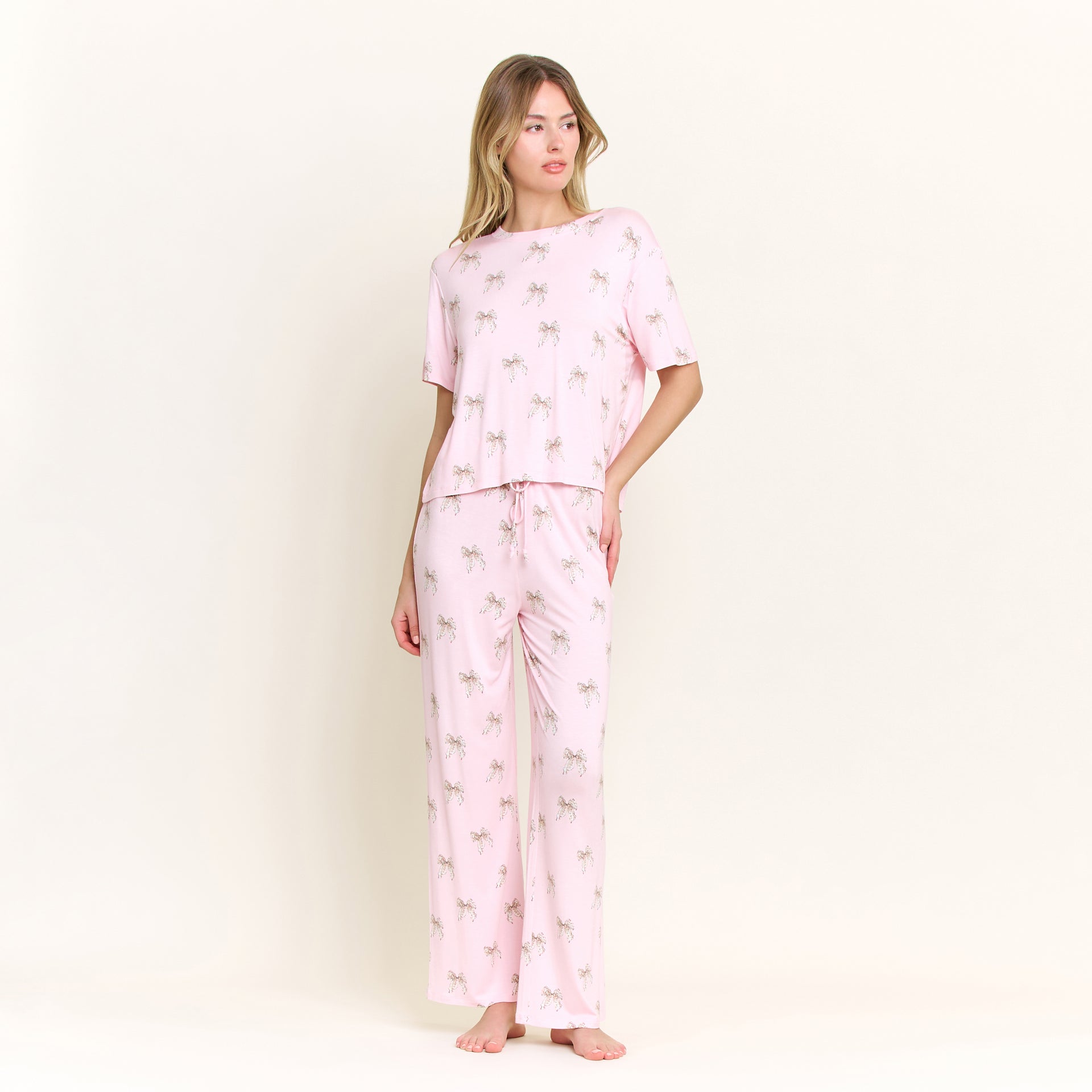 All American Tee Pant Set in Sweetheart Bows - Sleepwear & Loungewear - XL