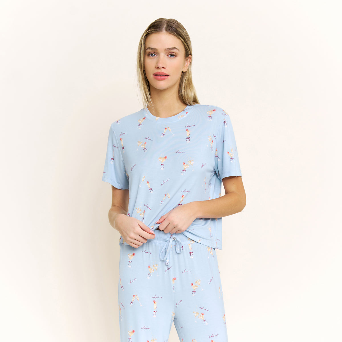 All American Tee Pant Set in Arctic Blue Cheers - Sleepwear & Loungewear -