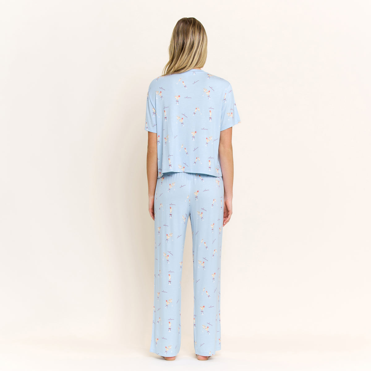 All American Tee Pant Set in Arctic Blue Cheers - Sleepwear & Loungewear -