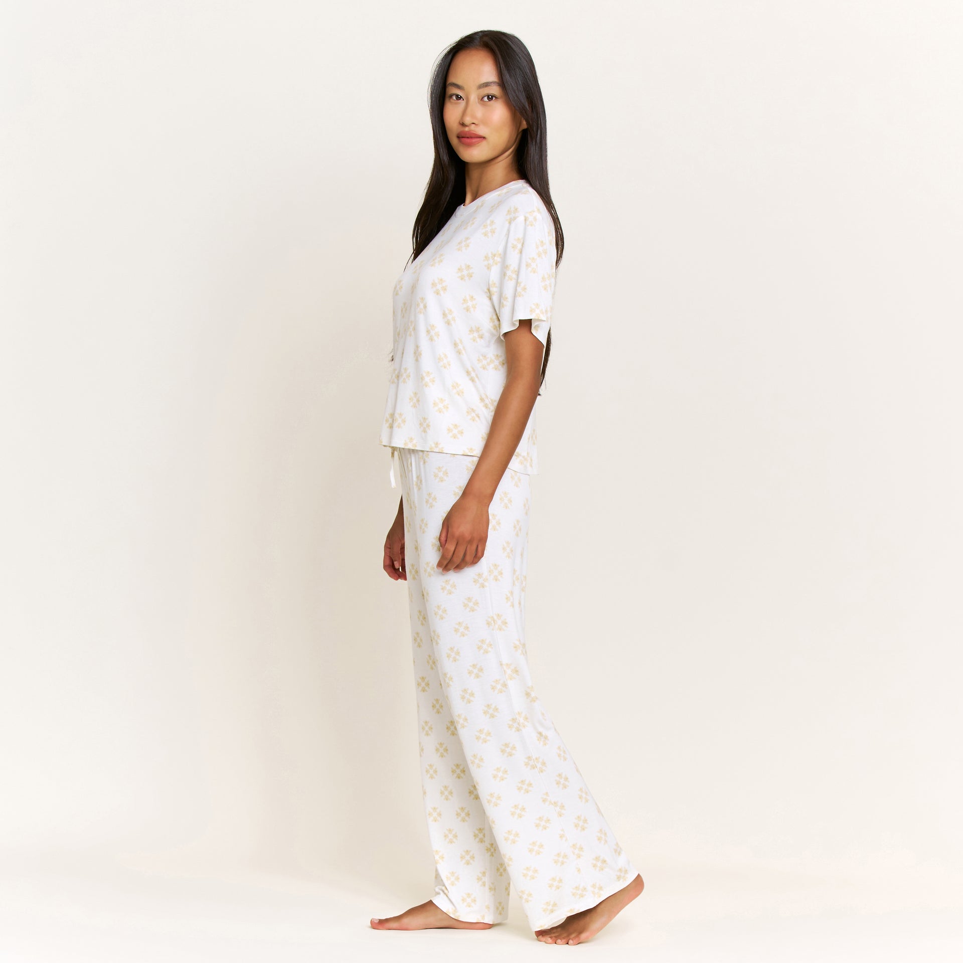 All American Tee Pant Set in Ivory Diamond Bees - Sleepwear & Loungewear -
