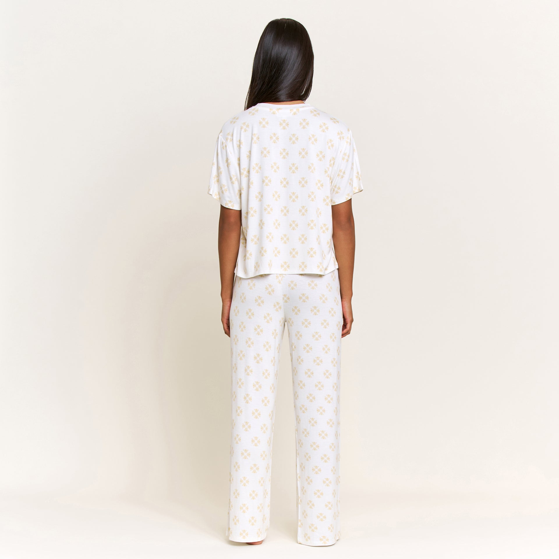 All American Tee Pant Set in Ivory Diamond Bees - Sleepwear & Loungewear -