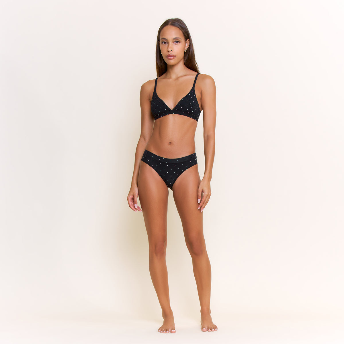Emery Bralette in Black Swiss Dot - -