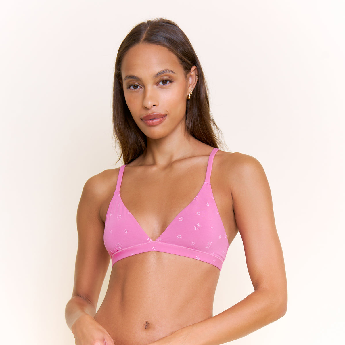 Emery Bralette in Hot Fuchsia Stars - -