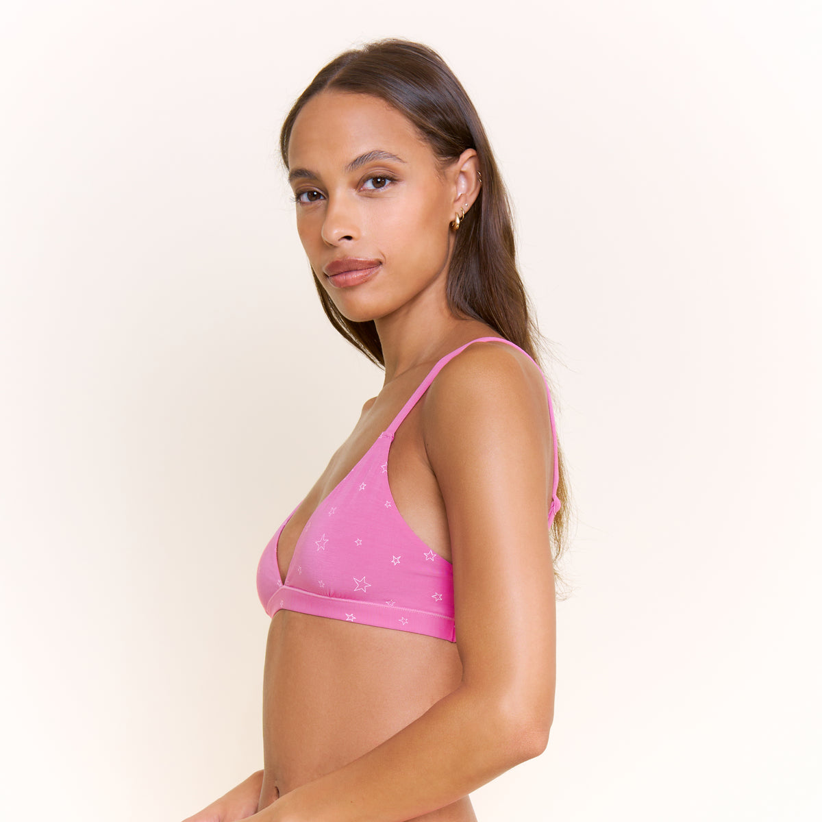 Emery Bralette in Hot Fuchsia Stars - -