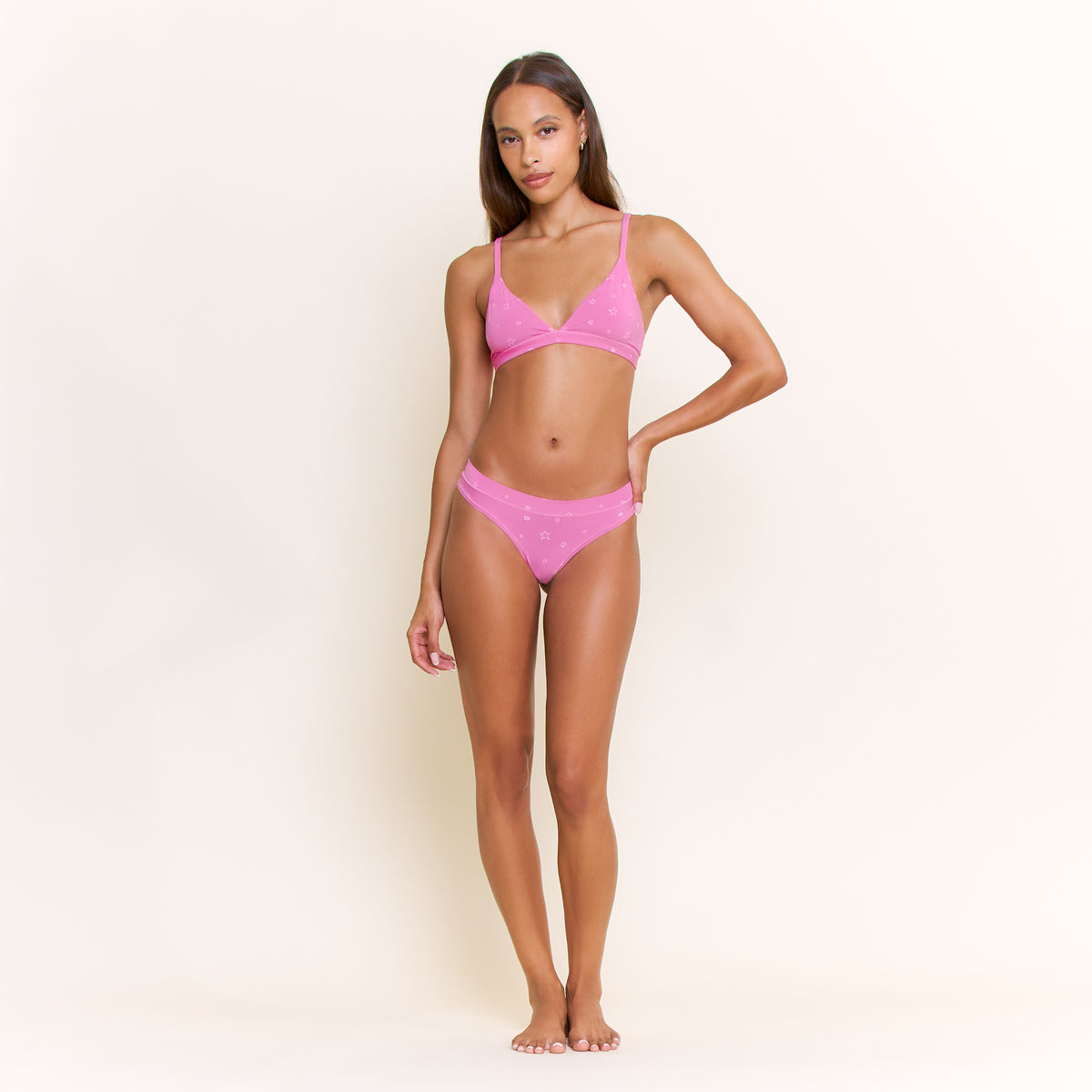 Emery Bralette in Hot Fuchsia Stars - -