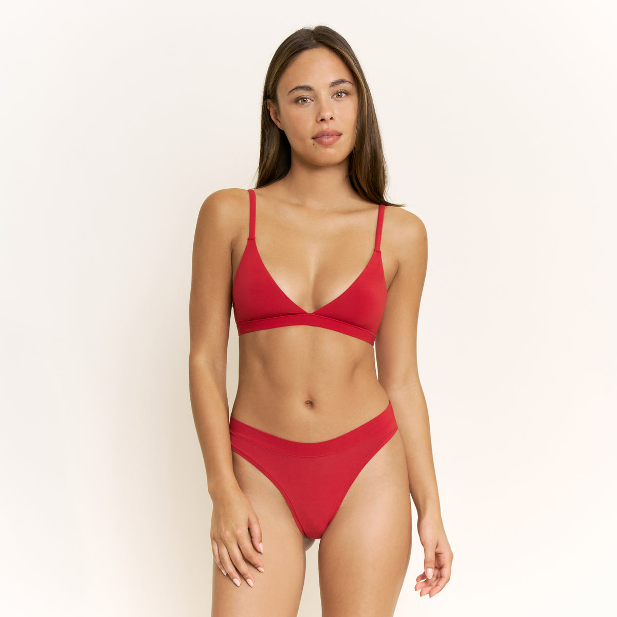 Emery Bralette in Red Velvet - -