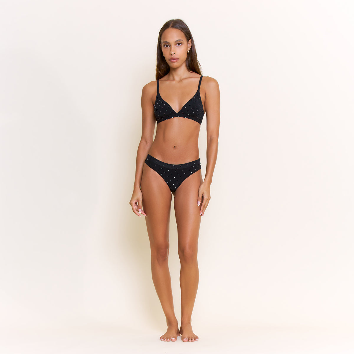 Emery Thong in Black Swiss Dot - -