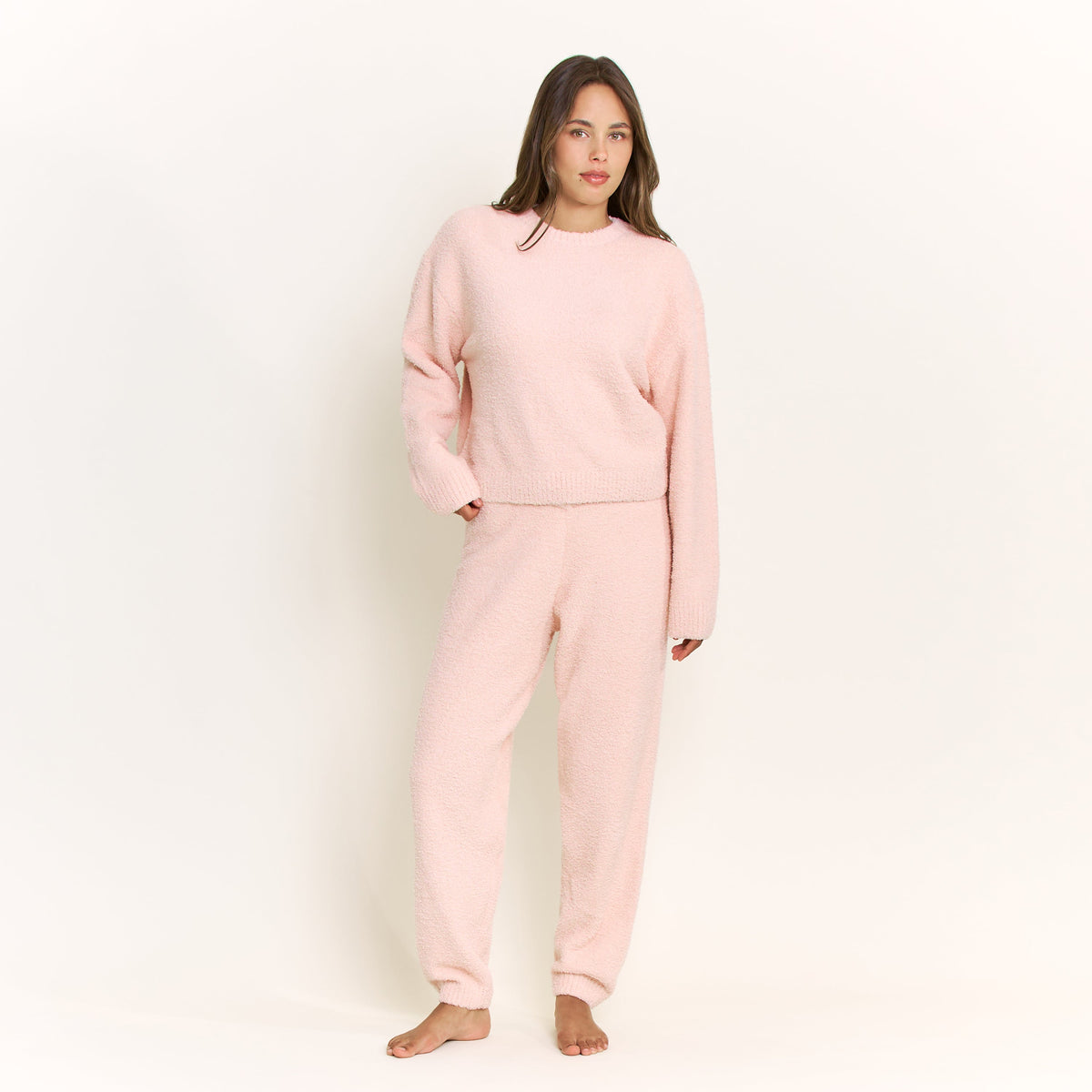 Ready to Unwind Long Sleeve Top in Misty Rose - -
